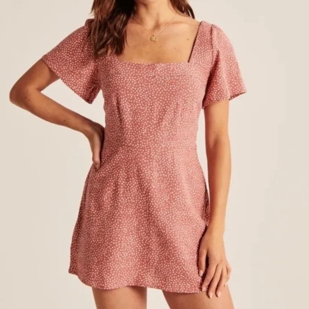 Abercrombie & Fitch Dusty Rose Polka Dot Square-Neck Romper